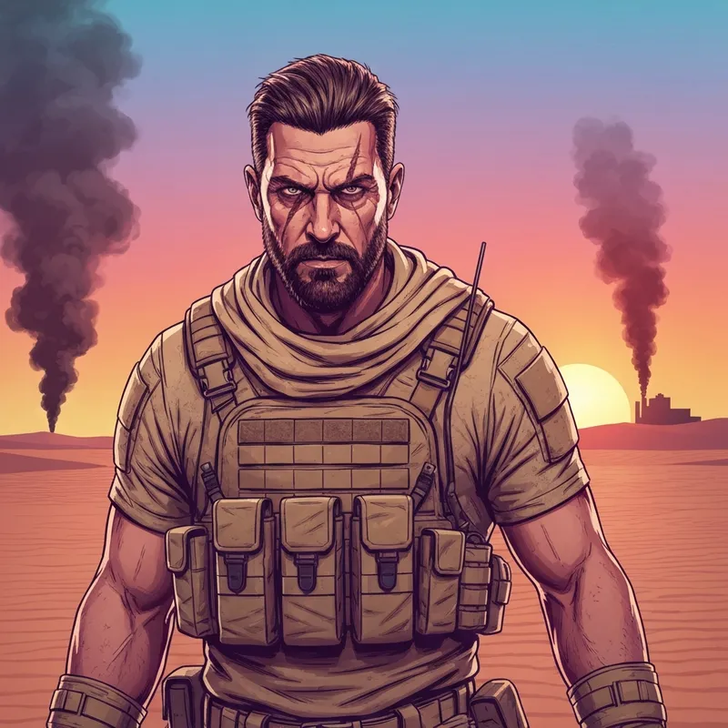 The dhurandhar 2 teaser poster featuring a gritty Ranveer Singh in tactical gear against a desert sunset.