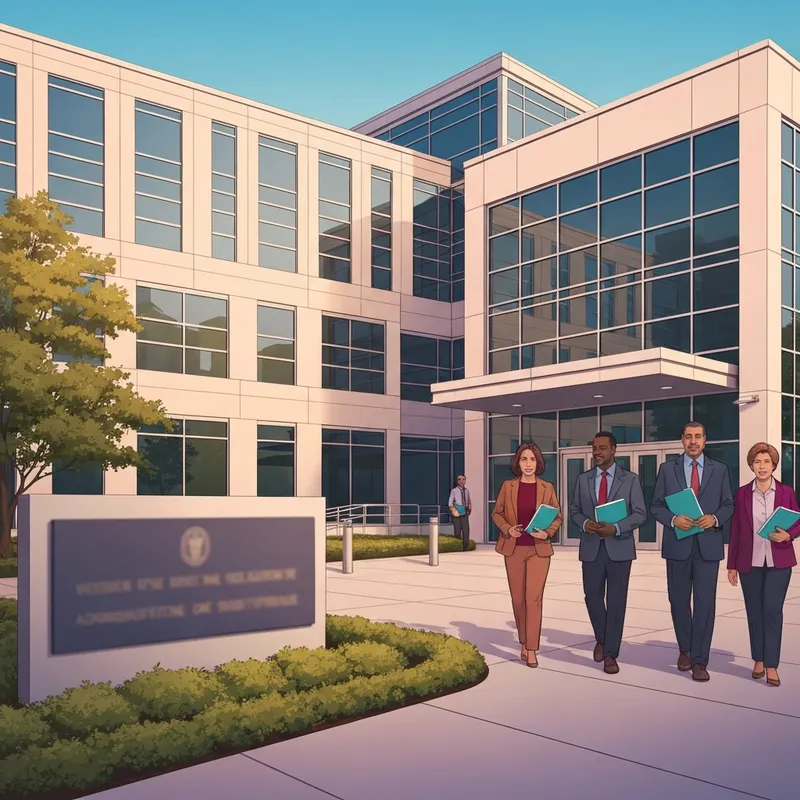 The exterior of a modern professional building representing the rochester social security office with clear signage and a welcoming atmosphere.