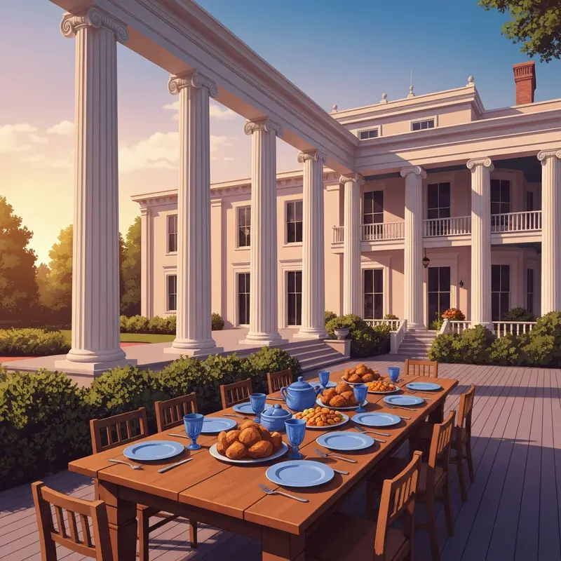 A grand white Victorian mansion hosting a Southern feast at the blue willow inn social circle ga