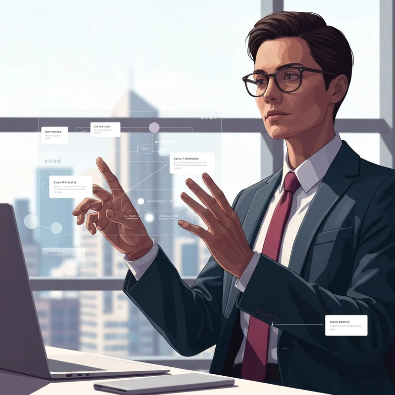 A professional 25-34 year old person using the best ai for information to conduct deep research with multiple holographic screens showing citations and data metrics.