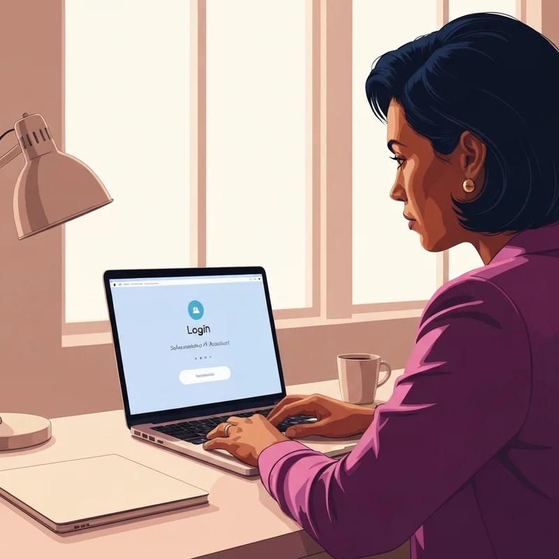 A professional 25-34 year old person successfully performing a login to chat gbt on a clean, modern laptop screen in a bright office environment.