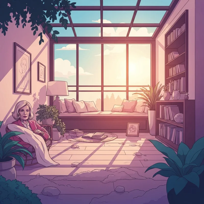 A serene and cozy living space with soft lighting and plants, illustrating wellbeing tips for a balanced life.