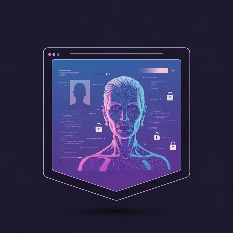A cinematic, neon-lit digital interface showing a customizable nsfw chatbot persona with high-tech privacy shields and glowing roleplay prompts.