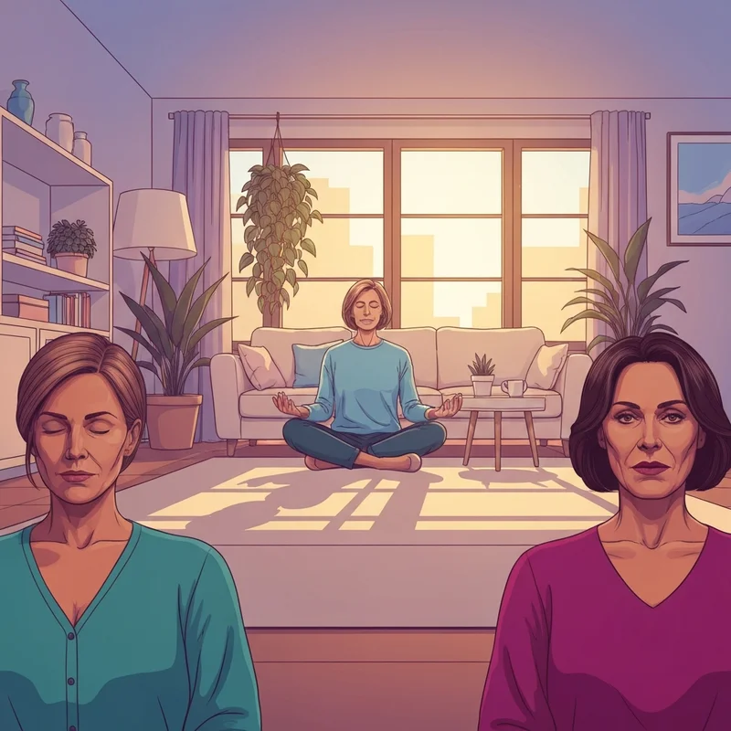 A peaceful individual practicing mindfulness in a sunlit room, illustrating mental and emotional wellness.