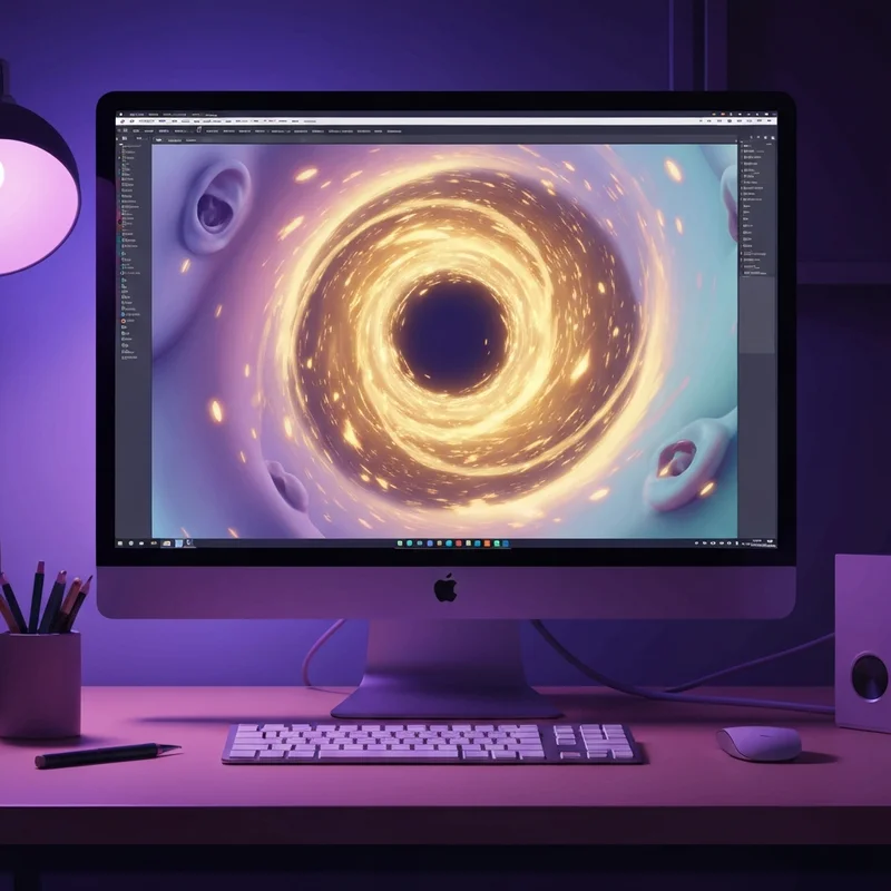 A creative individual in a moody, neon-lit digital art studio using a dirty ai generator to create realistic and intimate artistic visions.