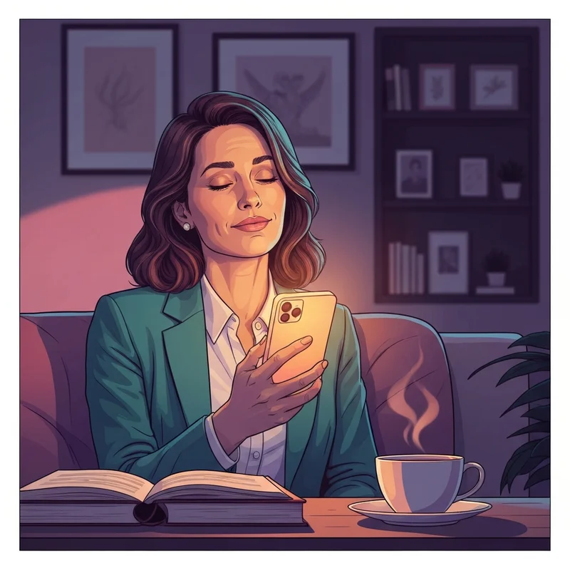 A serene person talking to an empathetic AI interface representing the pi ia experience.