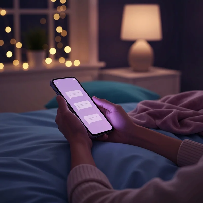 A peaceful, private room with a glowing screen showing a chat interface, symbolizing the safe exploration of free ai sex.