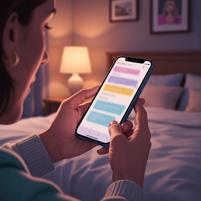 A cinematic and intimate view of a person looking at a soft glowing screen in a cozy room, representing a digital nsfw girlfriend connection.