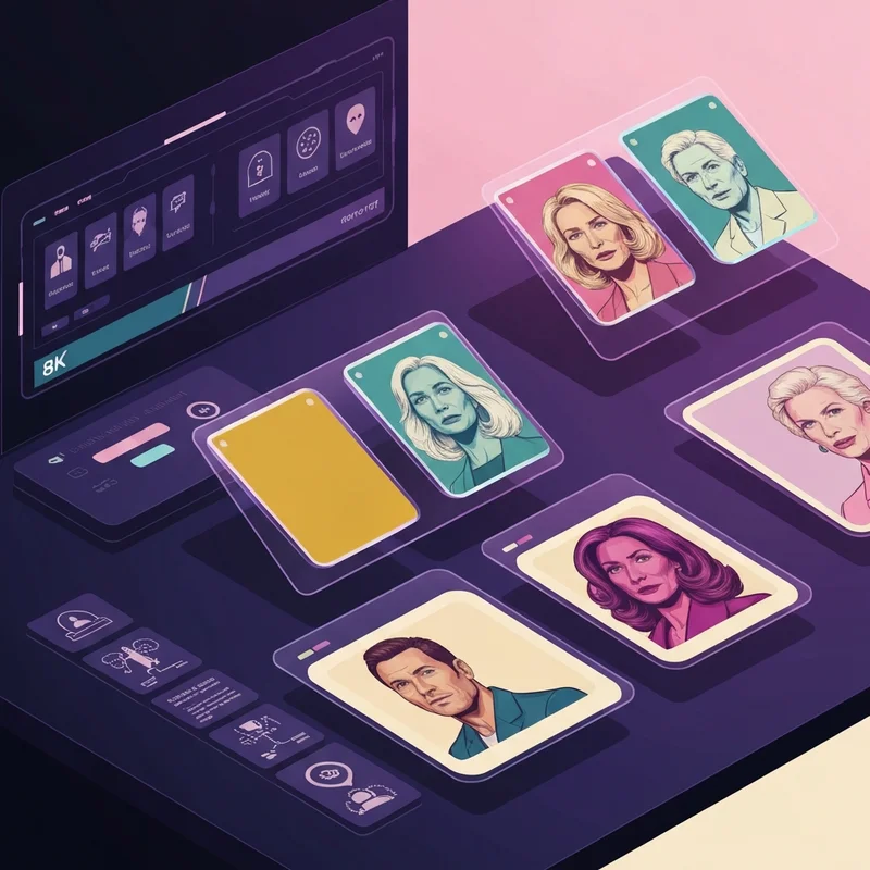 A high-tech digital interface showcasing a free ai porn bot roleplay scenario with neon lighting and artistic silhouettes.