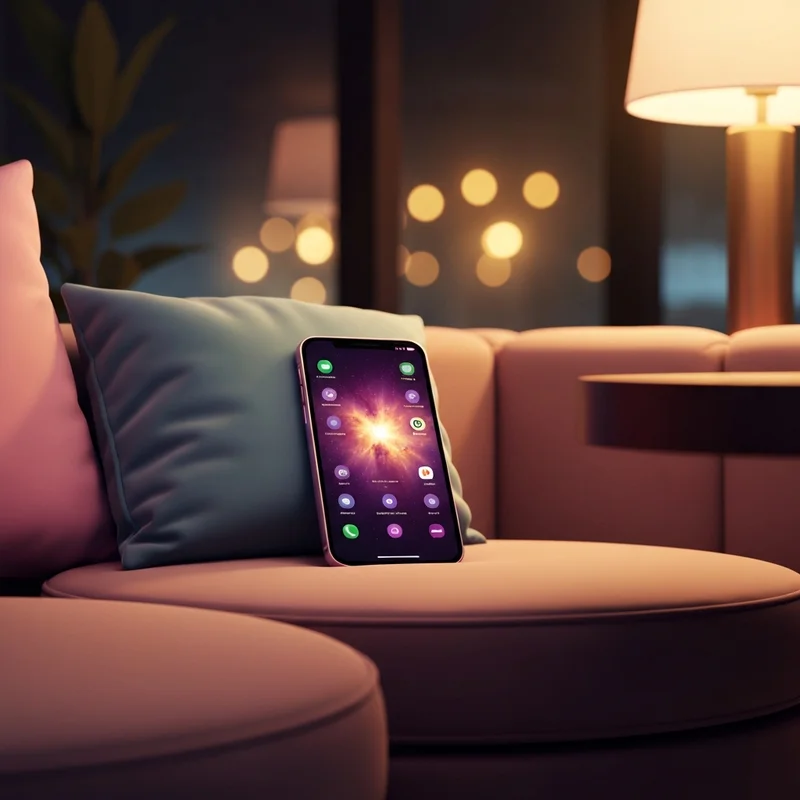 A cinematic shot of a glowing smartphone on a velvet cushion representing the privacy of a nude ai chatbot experience.