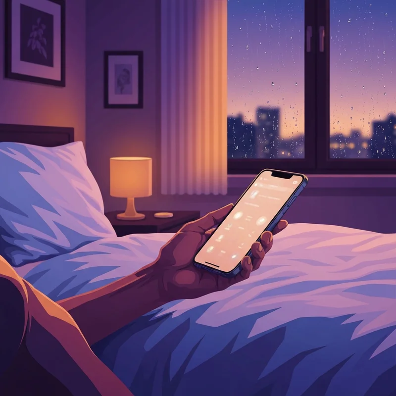 A person holding a glowing smartphone in a dimly lit, cozy room, representing the private sanctuary of AI sexting.