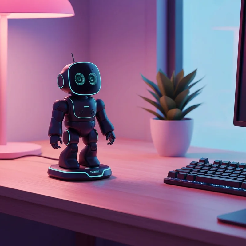 The EMO robot price guide showing different models and charging stations on a modern tech desk.