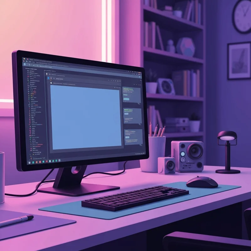 A cinematic high-tech workspace with neon lighting, featuring a computer screen showing unrestricted creative writing and a private ai no filter interface.