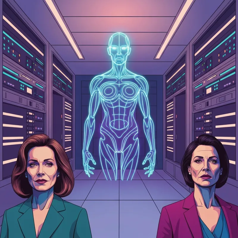 A futuristic digital interface showing a customizable AI sex sim character creator with neon accents.