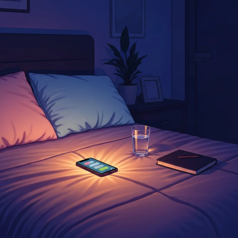 A serene, dimly lit room with a glowing smartphone screen showing a text-based roleplay interface, symbolizing a safe space for sexy ai talk.