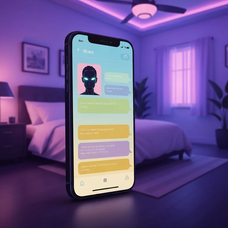 A futuristic digital interface showing a spicy talk ai roleplay interaction with neon aesthetics.