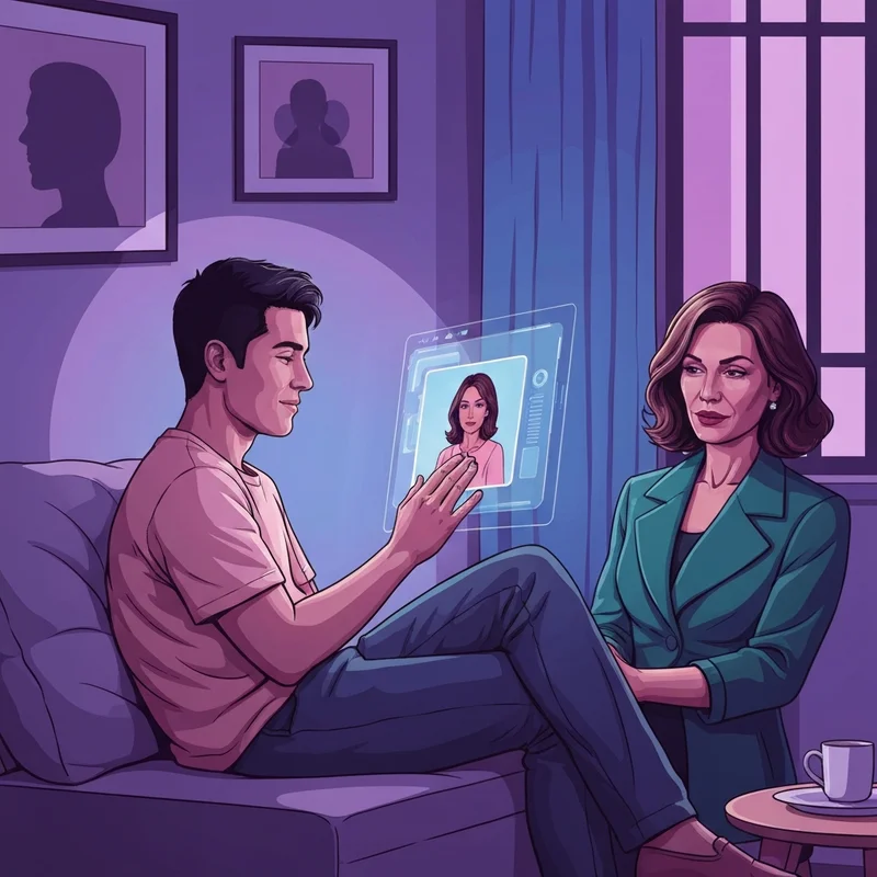 A person engaging with a supportive digital companion on a screen, reflecting the theme of character ai 18 and creative freedom.