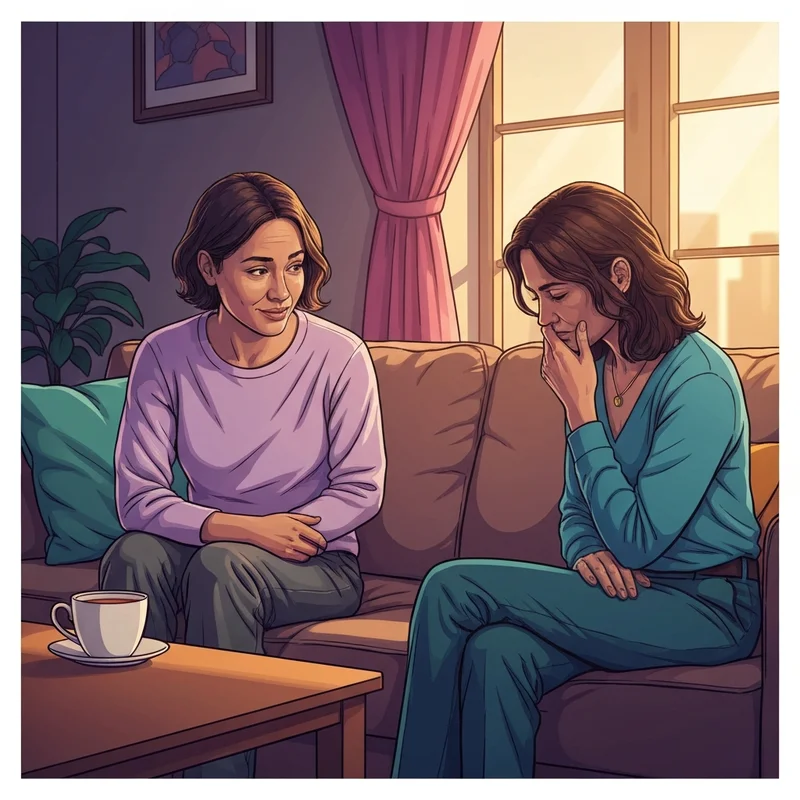 A supportive friend offering comfort and learning what to say when someone is struggling.