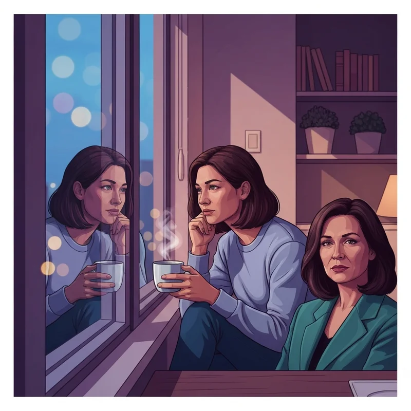 A serene young adult sitting by a rain-streaked window with a warm mug, reflecting on what to do when u feel alone.