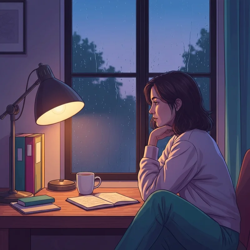 A young person reflecting by a window while feeling lonely and lost.