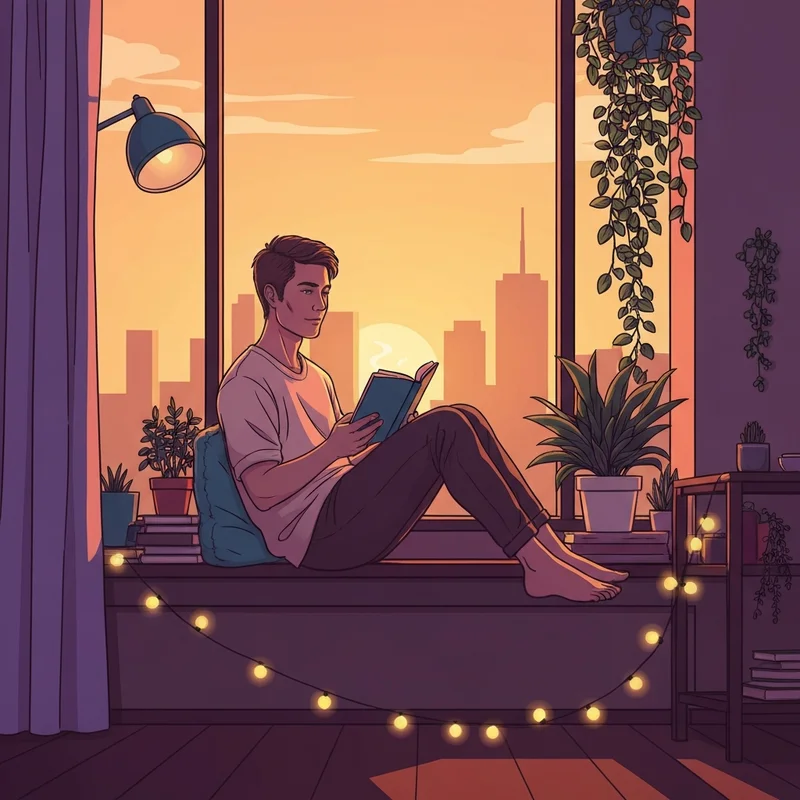 A person peacefully reading a book in a sunlit room, illustrating how to deal with being alone.