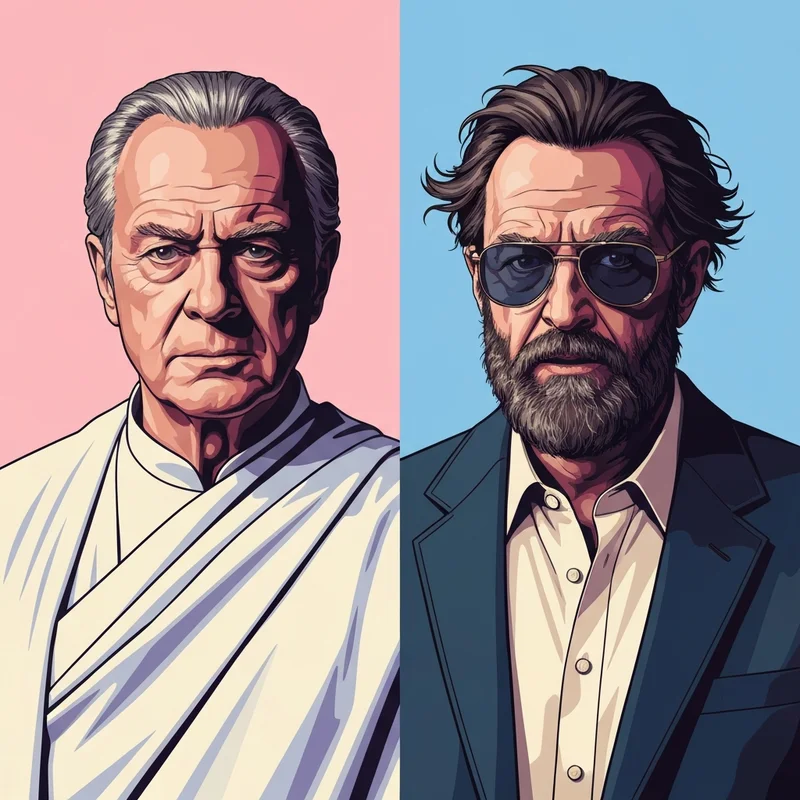 A cinematic portrait of actor Ben Kingsley showcasing his versatile range from prestige roles to modern blockbusters.