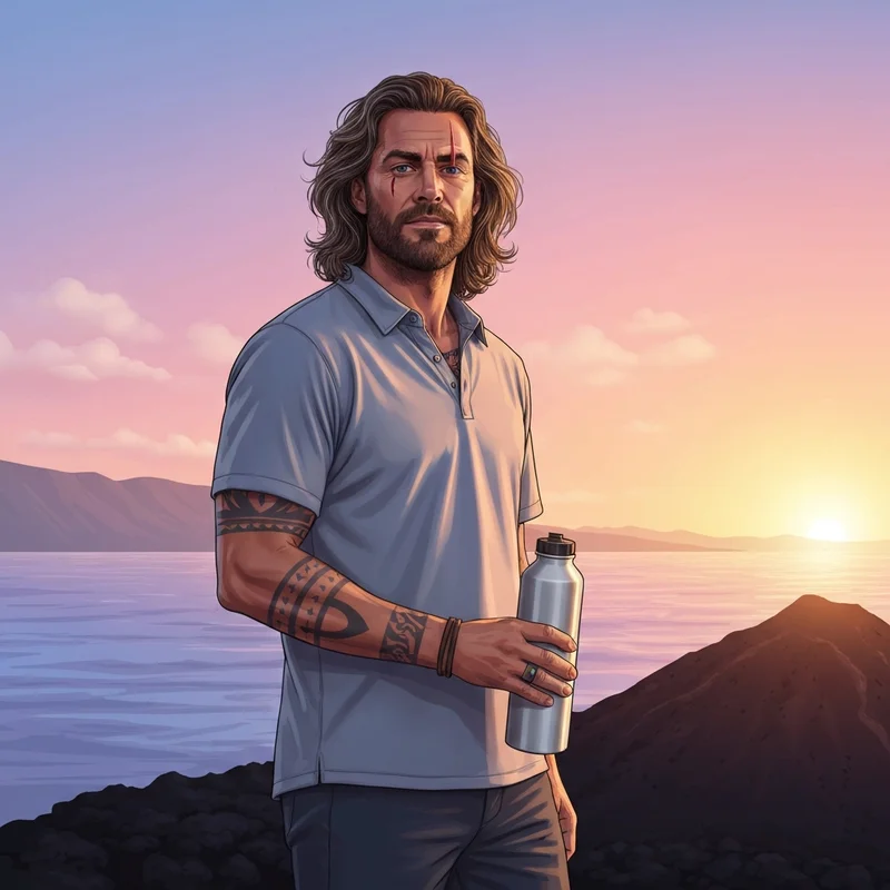 A cinematic portrait of Jason Momoa representing his commitment to sustainability and Hawaiian heritage.