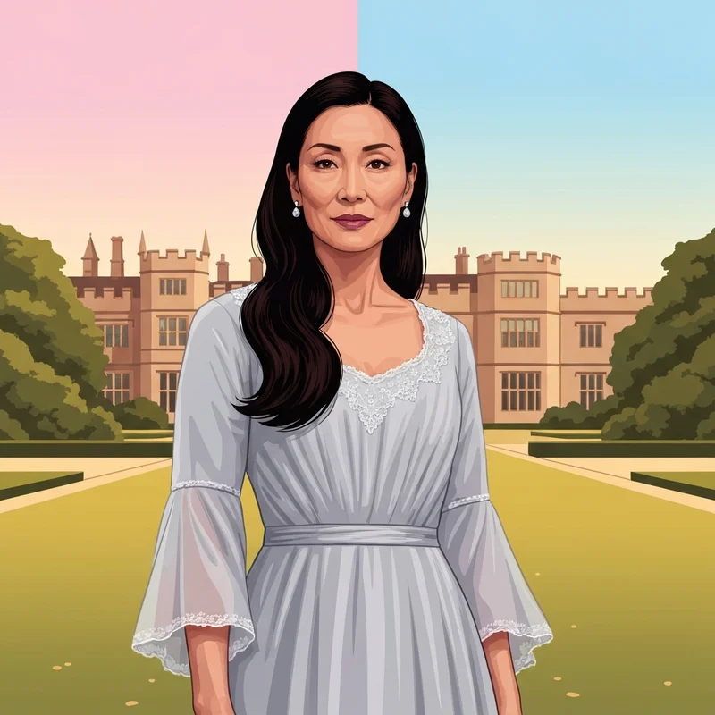 Portrait of actress Yerin Ha in a modern regency-inspired aesthetic for her role in Bridgerton.