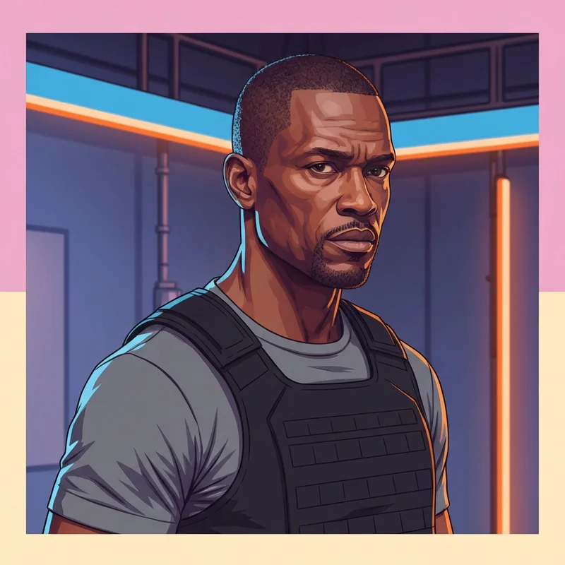 Portrait of actor Pablo Schreiber in a dark, cinematic setting, emphasizing his disciplined and powerful presence.