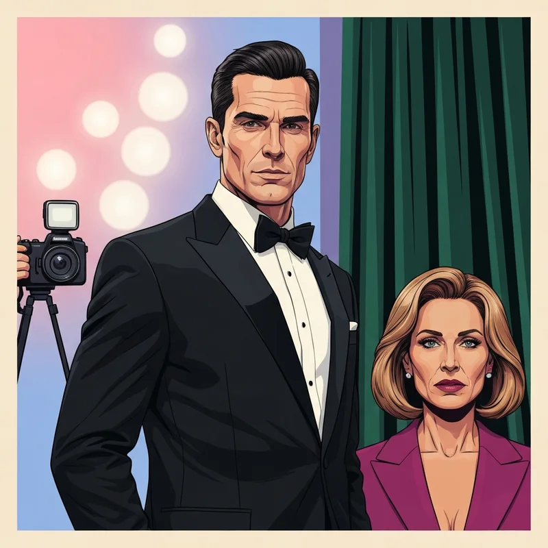 Jacob Elordi wearing a sharp tuxedo on a red carpet with a cinematic, prestige film aesthetic for his 2026 Oscar nomination.