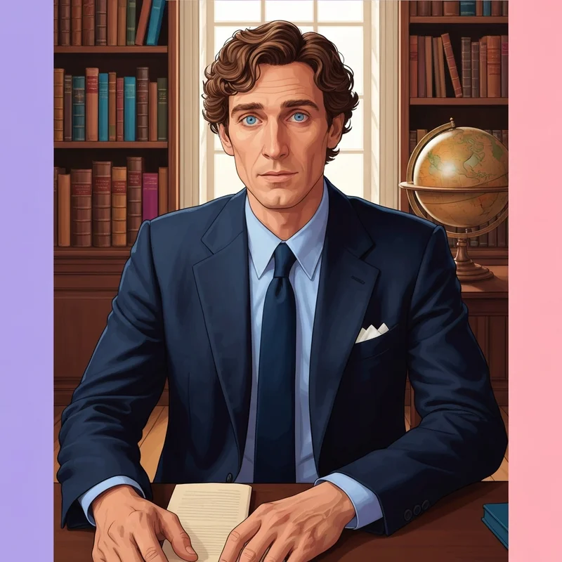 Tom Hiddleston as an intellectual gentleman in a refined library setting for SEO