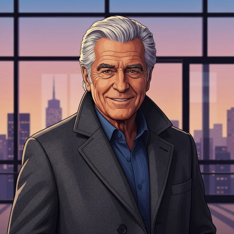 Portrait of Michael Nouri, the charismatic actor known for Flashdance and The Pitt, in a sophisticated 2025 prestige television setting.