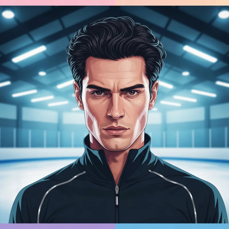 Cale Ambrozic portraying a brooding figure skater in a dramatic cinematic setting
