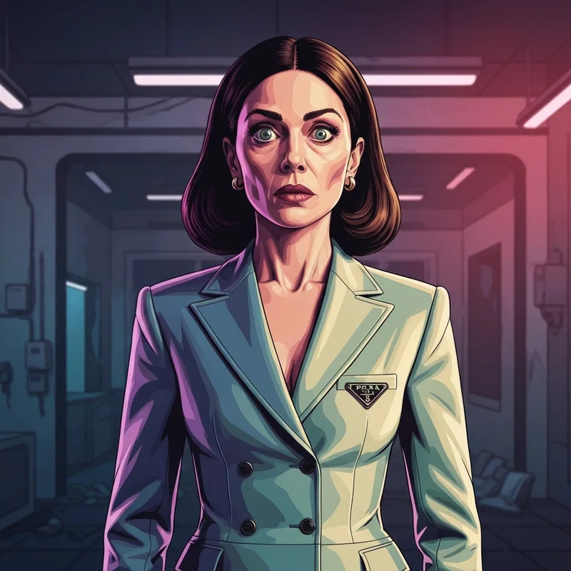 Ella Purnell posing in a high-fashion aesthetic, highlighting her expressive eyes and modern style.