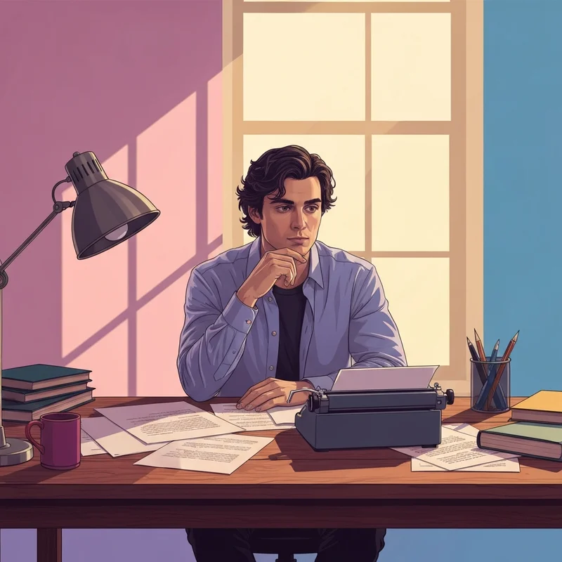 A creative and intellectual portrait of actor Hudson Williams showcasing his dual identity as a director and performer.