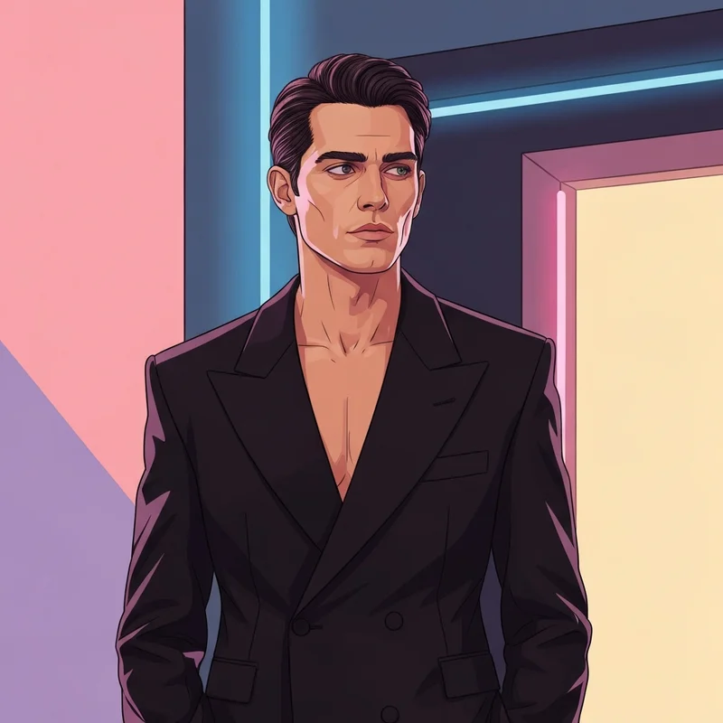 Connor Storrie at a high-fashion event with a moody, cinematic aesthetic.