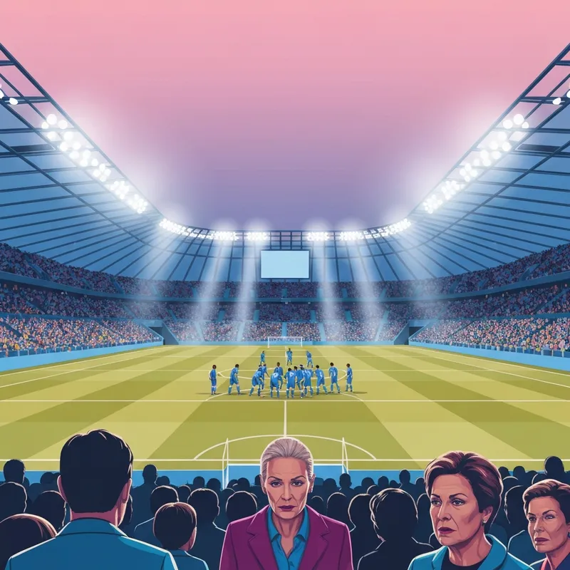 Cinematic wide shot of a crowded football stadium at night under bright floodlights for rangers vs kilmarnock