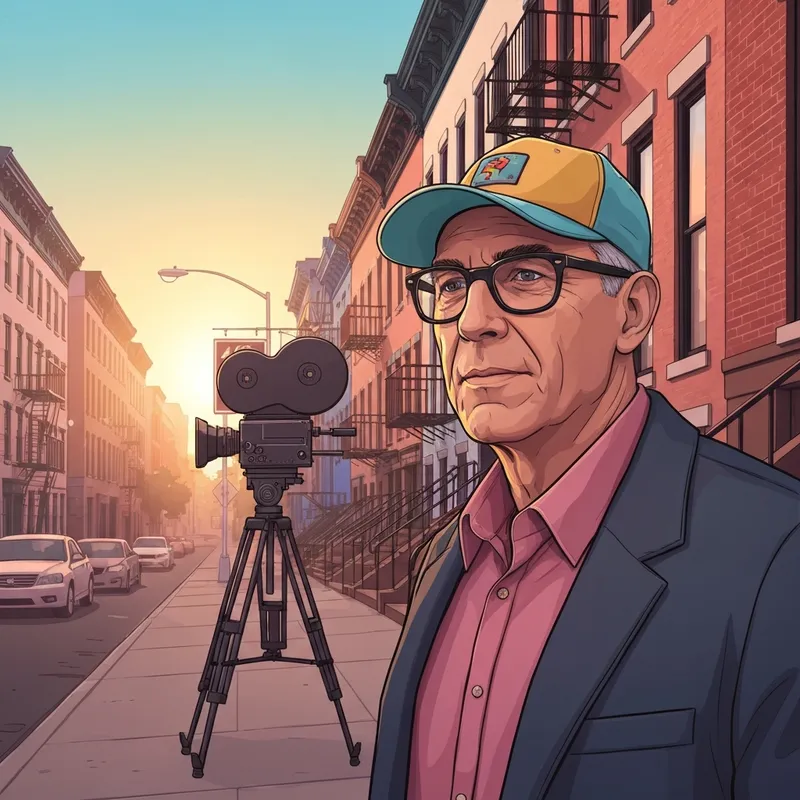Spike Lee wearing his iconic glasses and baseball cap in a Brooklyn setting, representing his 2024 film projects and legacy.