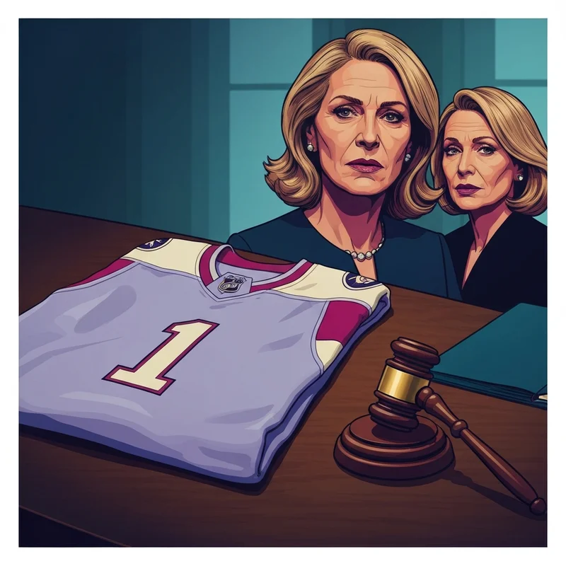 A close-up of a hockey helmet resting on a courtroom bench, symbolizing the gavin mckenna legal situation.