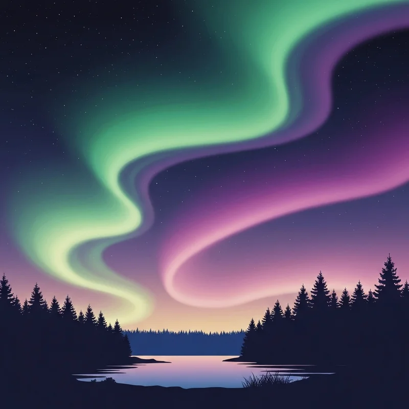 A vibrant display of aurora borealis tonight with green and purple ribbons dancing over a dark mountain range and a clear starry sky.