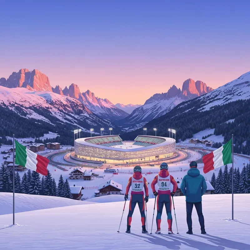 Guía completa de las olimpiadas de invierno 2026 en Italia, mostrando deportistas y paisajes alpinos