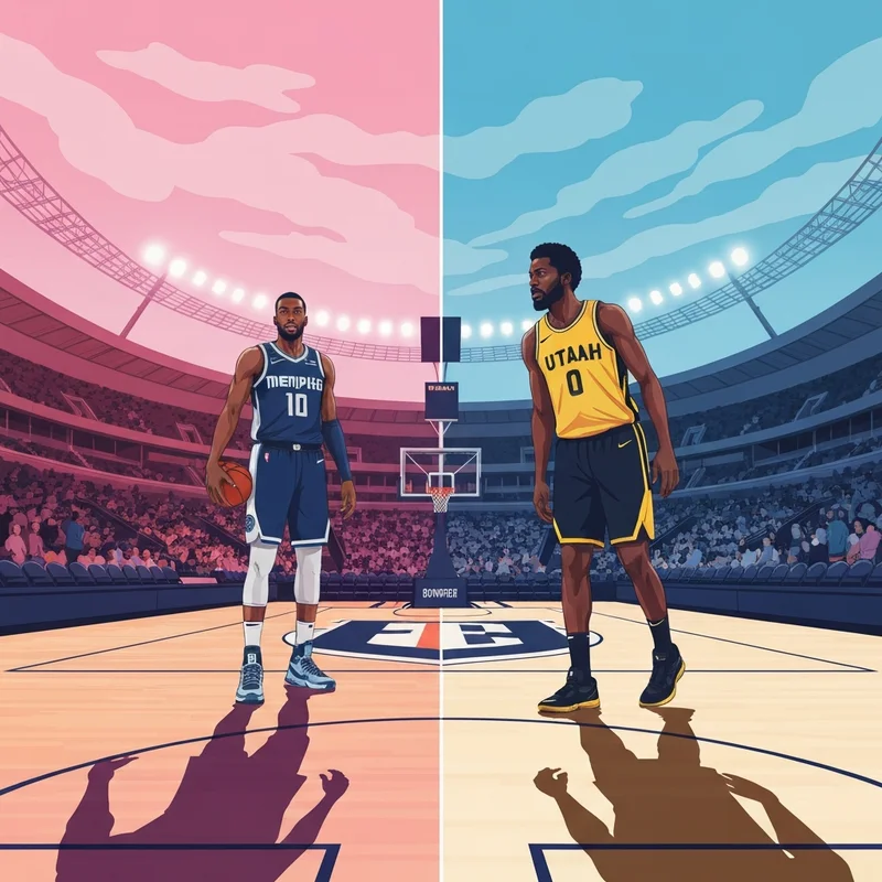 The Jaren Jackson Jr. trade between the Memphis Grizzlies and Utah Jazz, featuring basketball jerseys and a cinematic arena background.