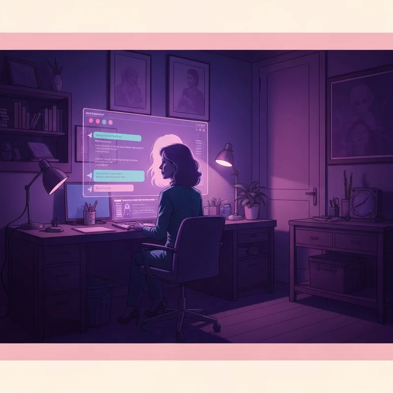 A futuristic digital sanctuary representing a private nsfw bot conversation with neon aesthetics and intimate mood lighting.