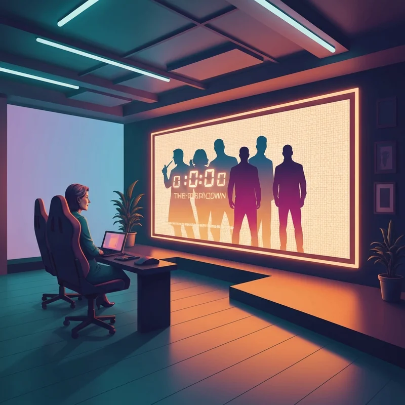 A cinematic high-tech glowing portal showing various gaming controller archetypes and a bright light representing the upcoming Nintendo Direct event.