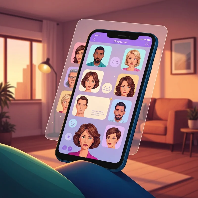 A diverse group of glowing digital avatars representing different AI chatbot personalities in a sleek, modern interface for reviews chatbot ai.