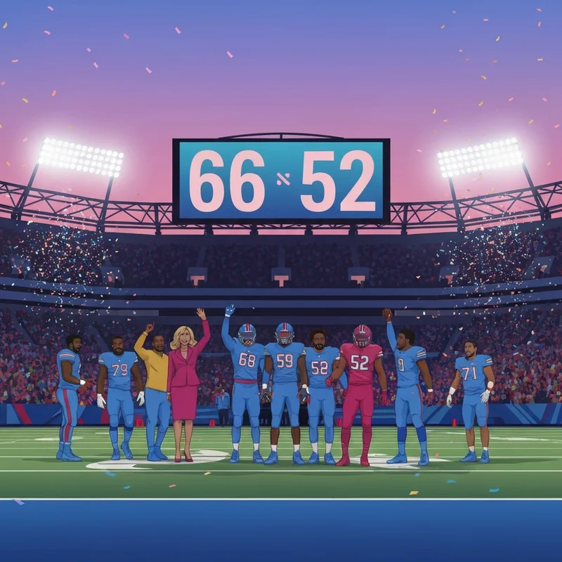 The final pro bowl score displayed on a cinematic stadium screen with NFC and AFC logos.