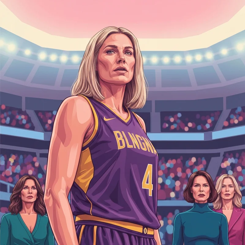 Cameron Brink, a tall elite female basketball player for the LA Sparks, showing a mix of athletic power and modern style.