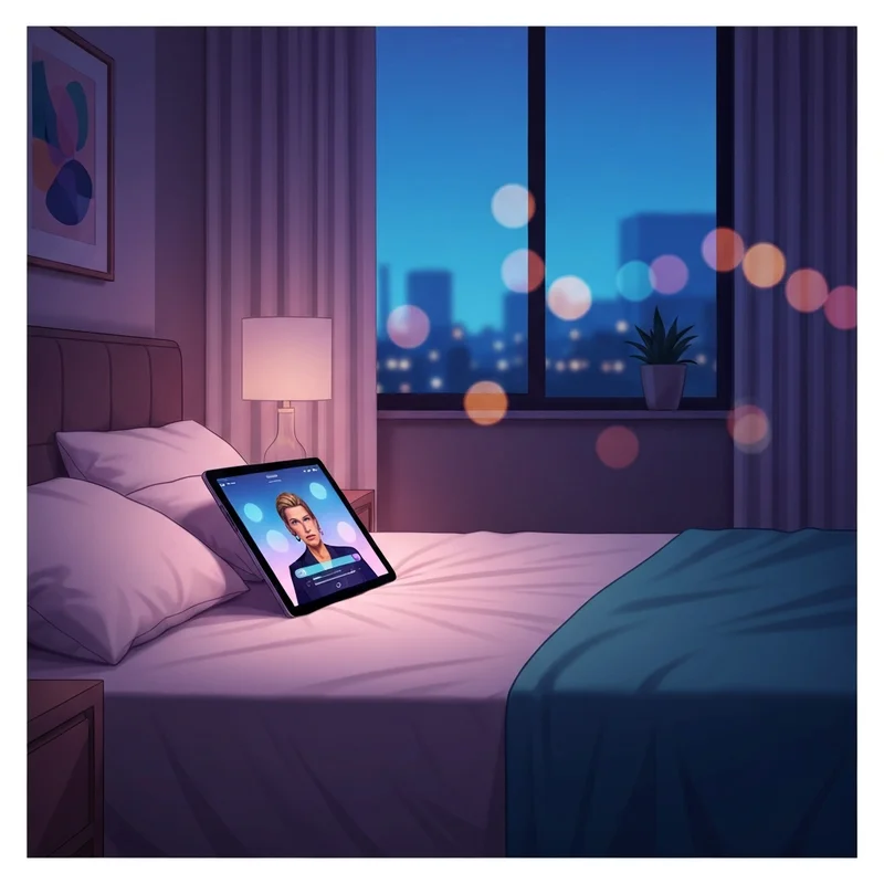 A peaceful digital sanctuary scene showing a soft-glow interface for the best ai sex game exploration.