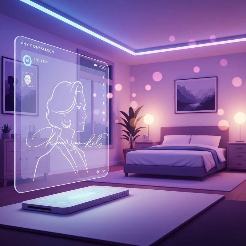A futuristic digital workspace featuring a glowing holographic ai chat 18 interface with soft neon lighting and abstract character silhouettes.