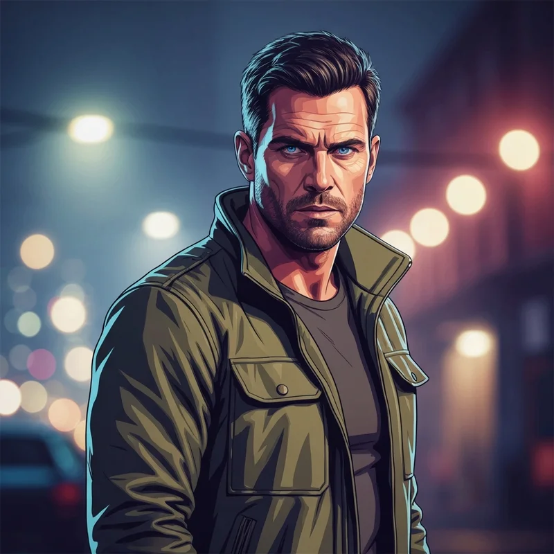 Gabriel Basso appearing as a rugged action lead in a tactical setting, representing his roles in The Night Agent and his martial arts background.